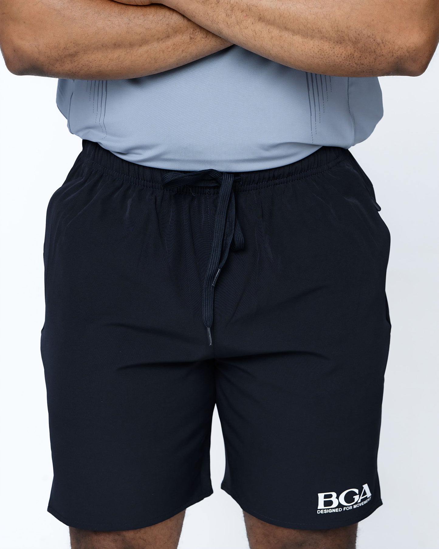 Men's Dark Navy Active Shorts - Zip Pockets Gym Shorts | BARBU G