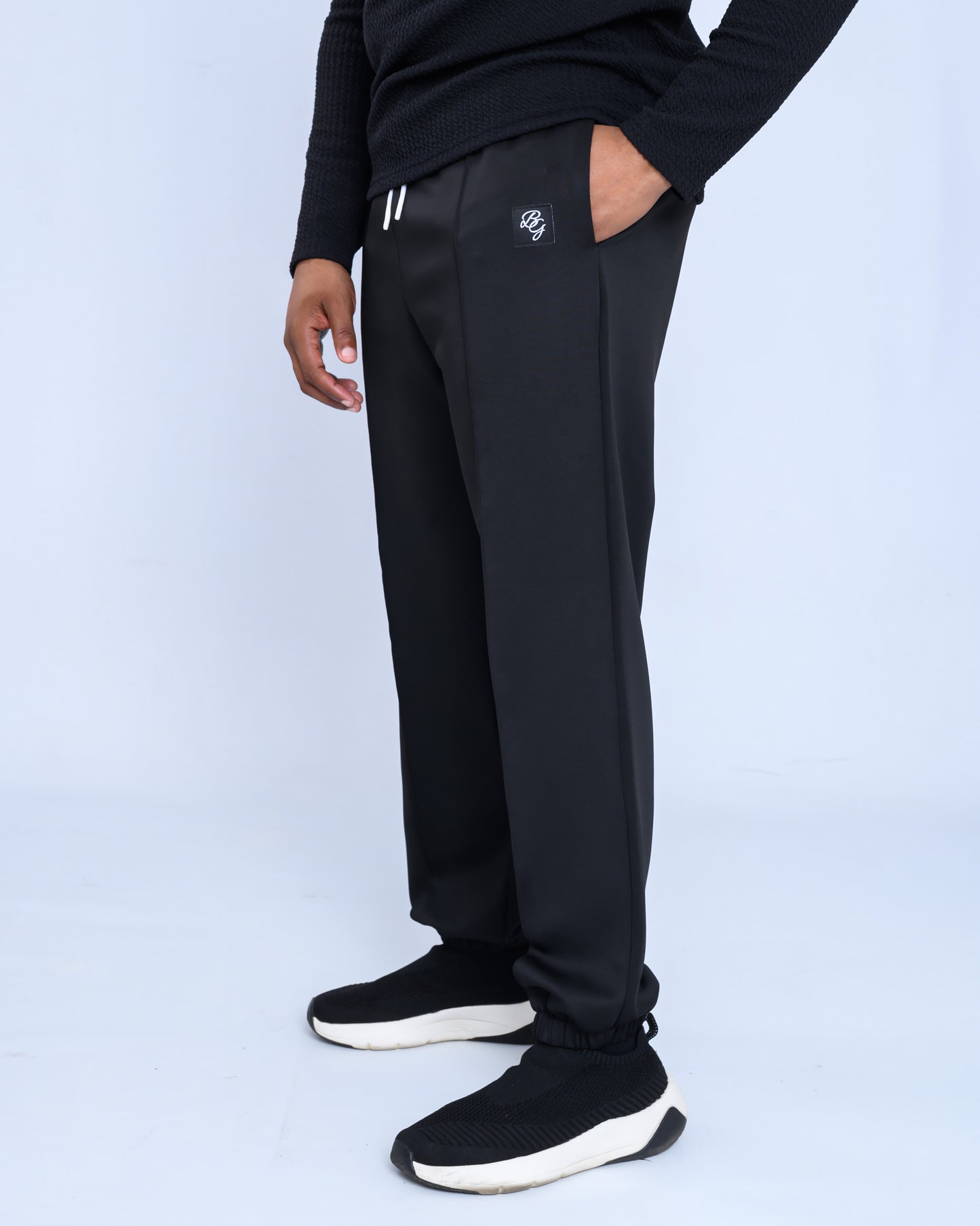 Men's Black Casual Pants - Cotton Blend Relaxed Fit Joggers | BARBU G