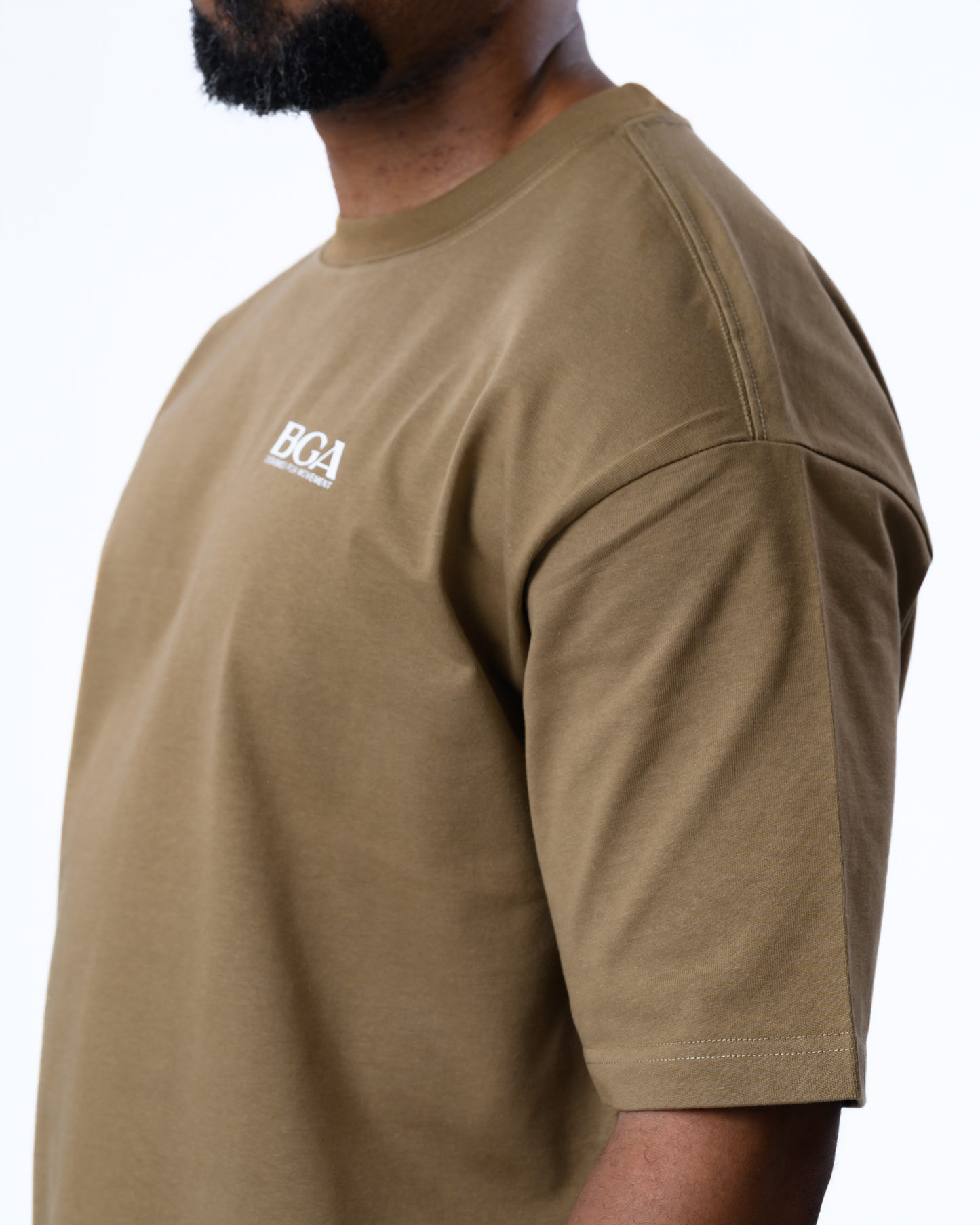 Men's Oversized Military Green Active Tee - 100% Heavy Cotton Gym T-Shirt | BARBU G