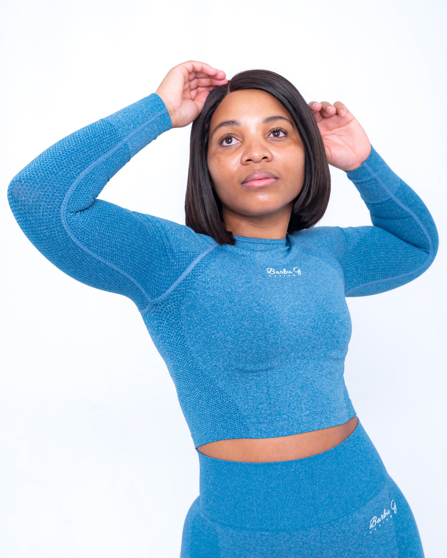 Barbu G Women Long Sleeve Crop Top Blue