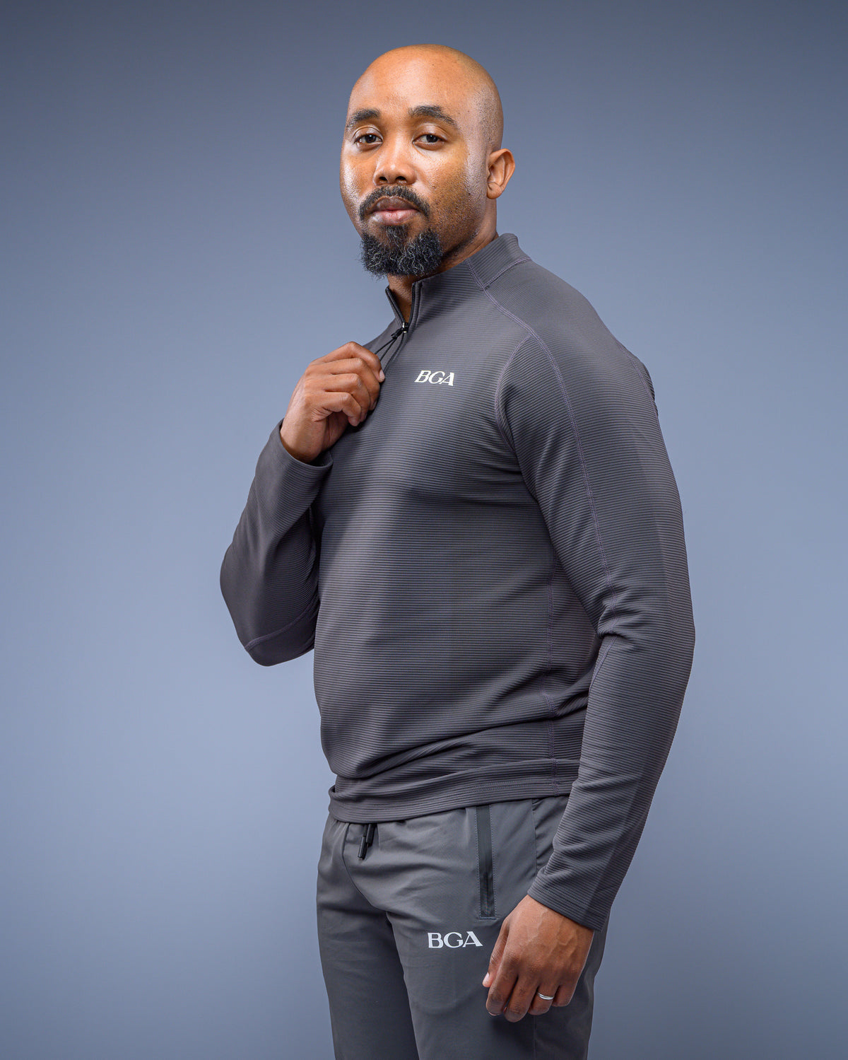 Men’s Pattern Charcoal Active Long Sleeve Top - Performance Gym Outerwear