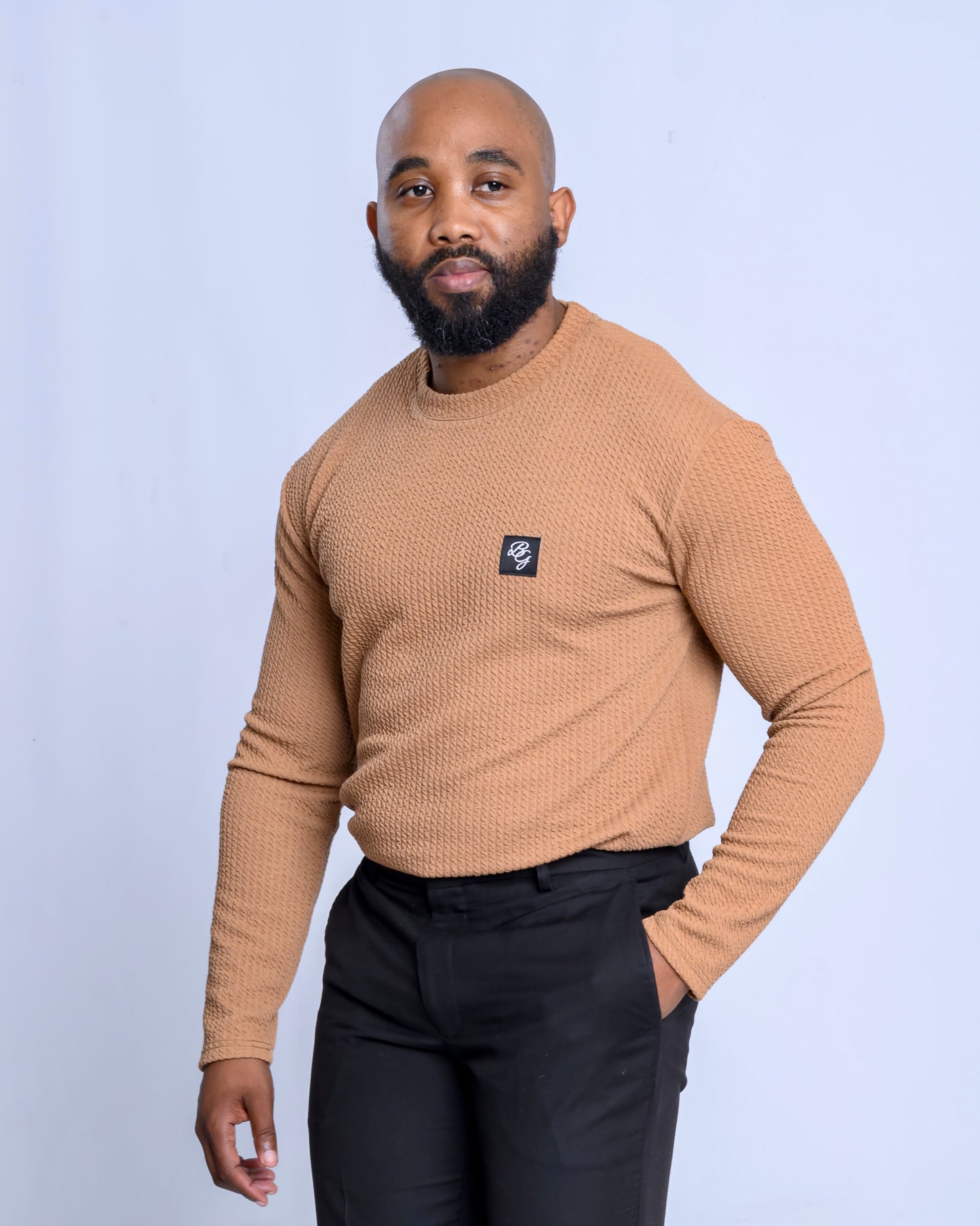 Men's Rust Pattern Casual Long Sleeve Top - Slim Fit Casual Shirt | BARBU G