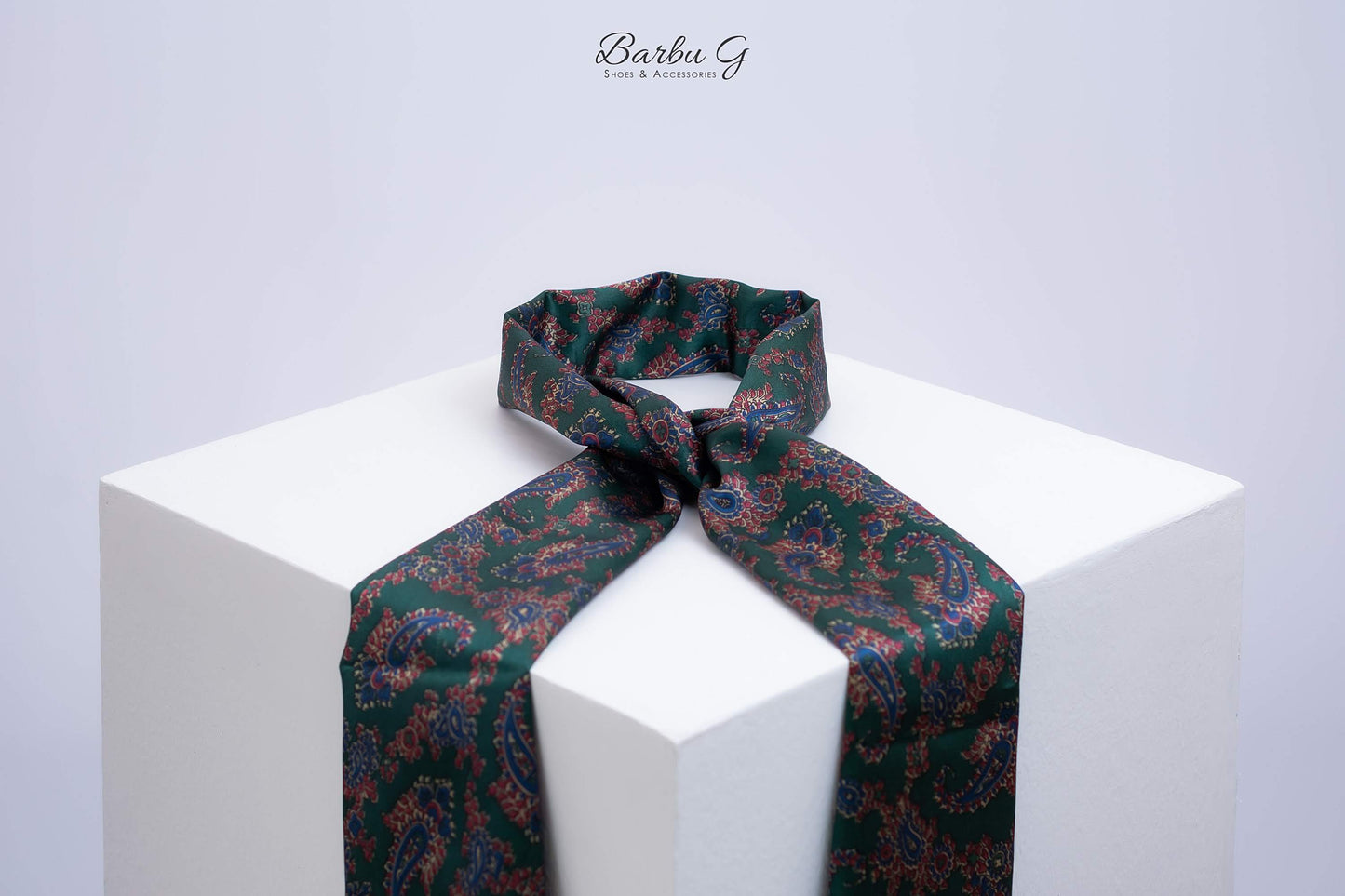 Men's Green Paisley Silk Scarf - Classic Luxury Silk Scarf