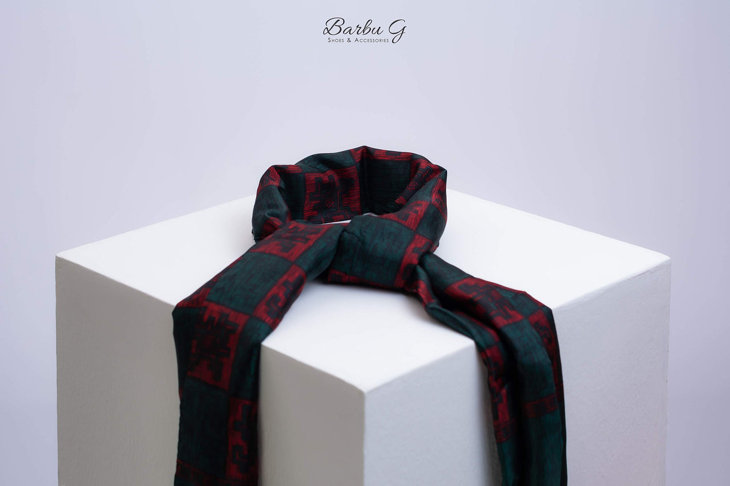 Men's Green Forest Cotton Silk Scarf - Classic Luxury Scarf