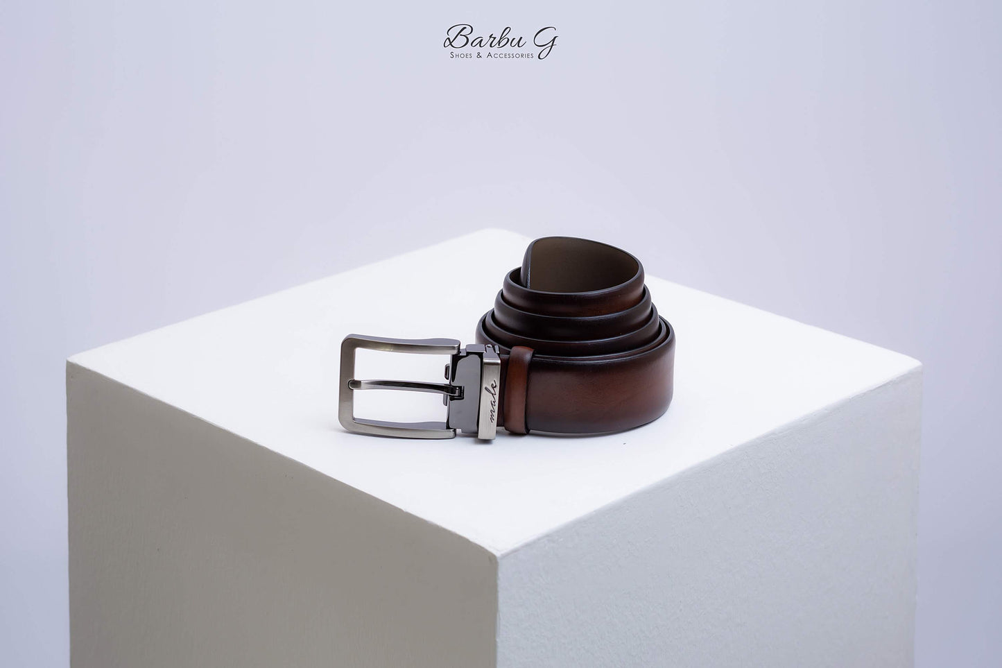 Men's Light Brown Leather Belt - Genuine Leather Stainless Steel Buckle | BARBU G