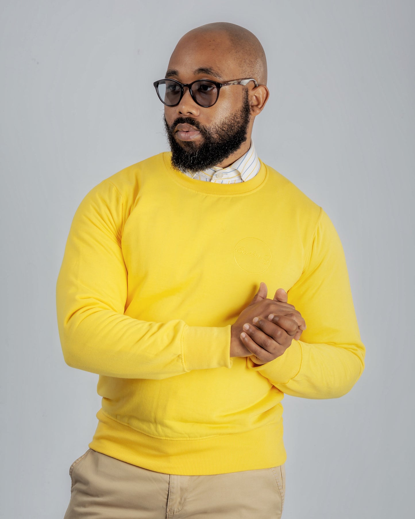Men's Yellow Sweater - Premium Quality Knit Pullover | BARBU G