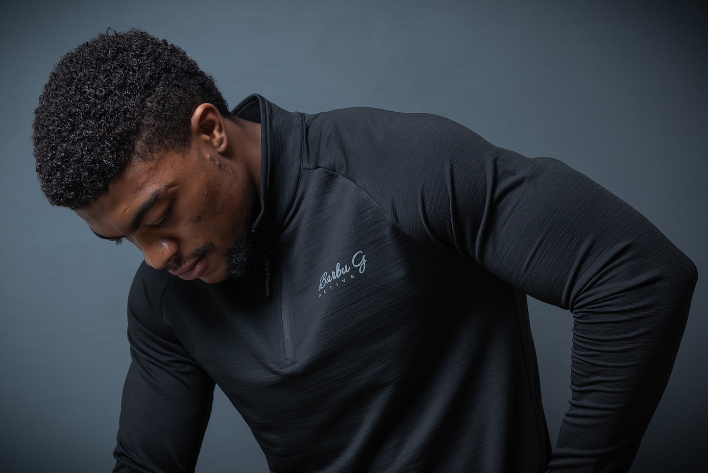 Men's Black Active Long Sleeve Top - Performance Gym Shirt | BARBU G