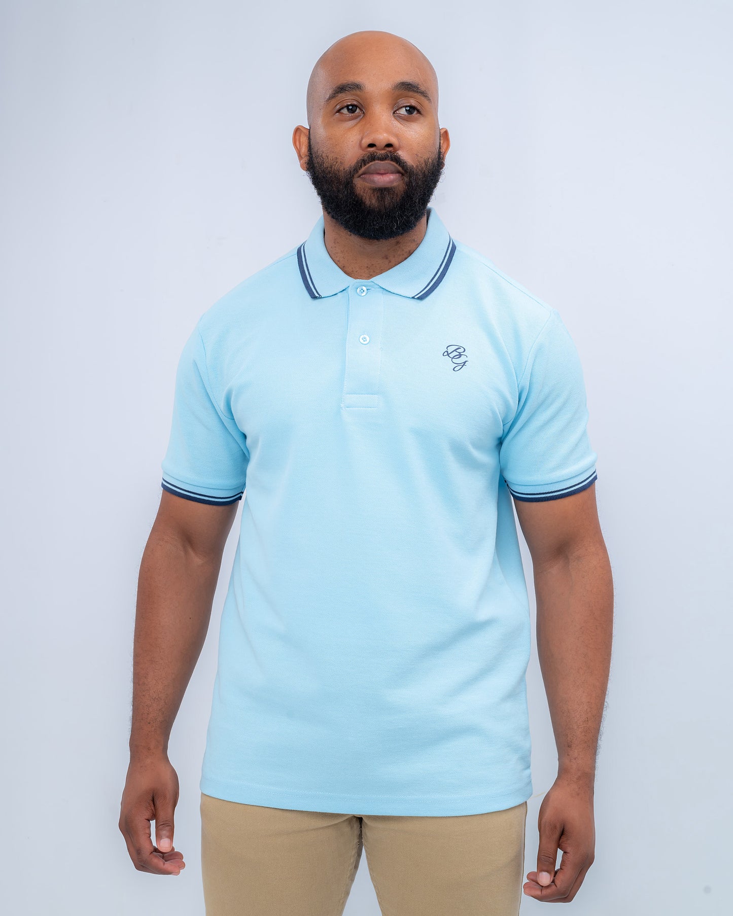 Men's Blue Striped Polo Shirt - Slim Fit Golf Shirt