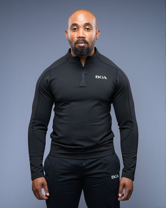 Men’s Pattern Black Active Long Sleeve Top - Performance Gym Outerwear