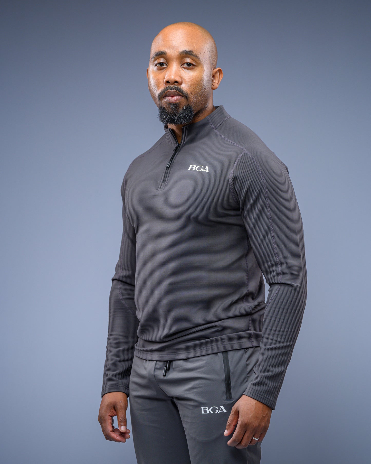 Men’s Pattern Charcoal Active Long Sleeve Top - Performance Gym Outerwear