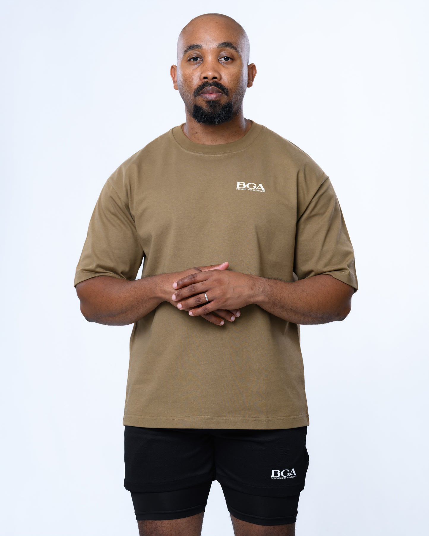 Men's Oversized Military Green Active Tee - 100% Heavy Cotton Gym T-Shirt | BARBU G