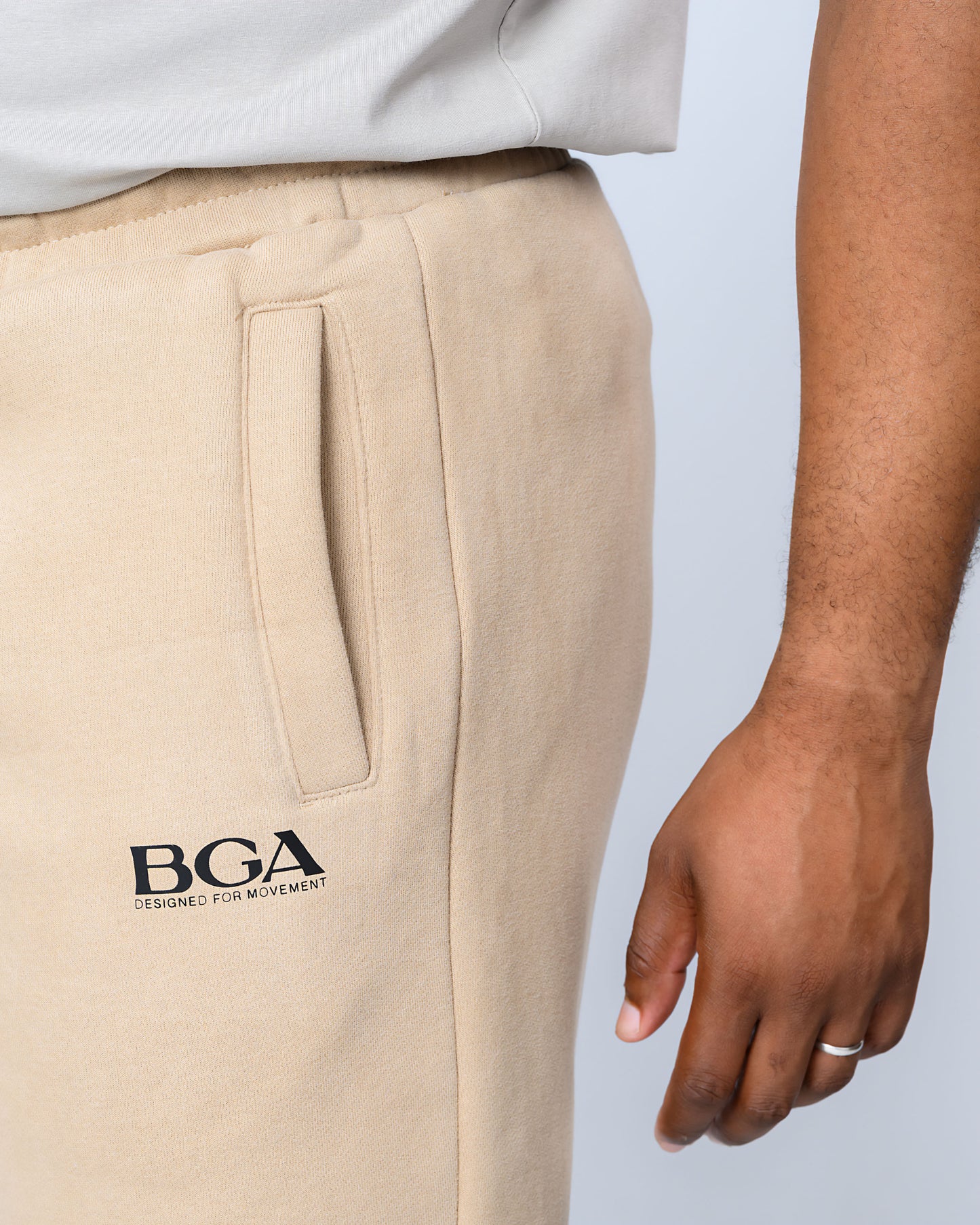 Men's Cream Active Pants - 100% Cotton Slim Fit Joggers | BARBU G