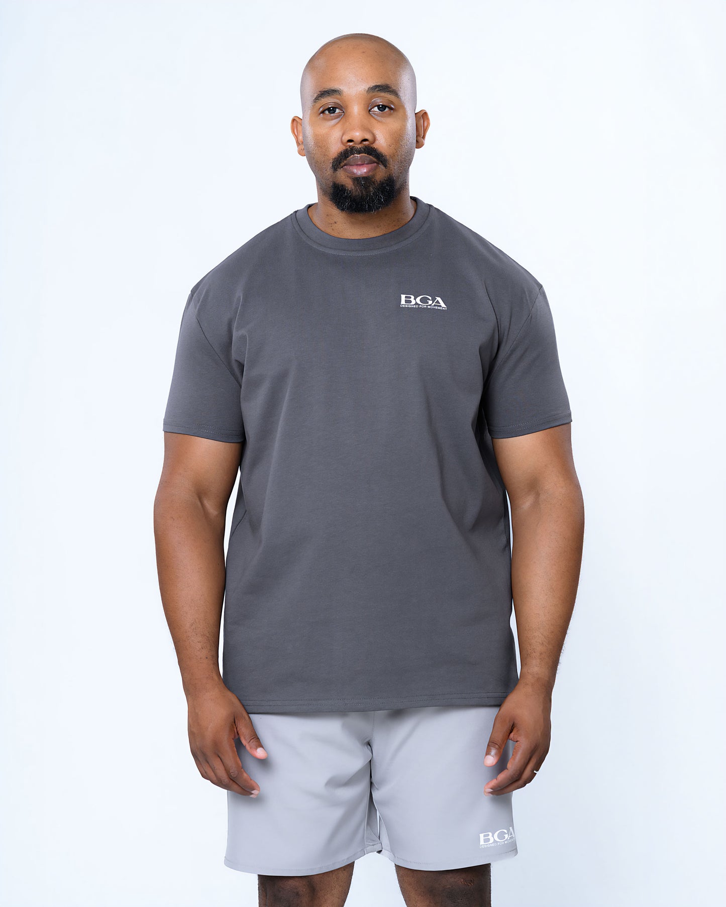 Men's Charcoal Active Tee - 100% Cotton Gym T-Shirt | BARBU G
