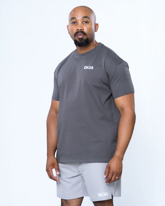 Men's Charcoal Active Tee - 100% Cotton Gym T-Shirt | BARBU G