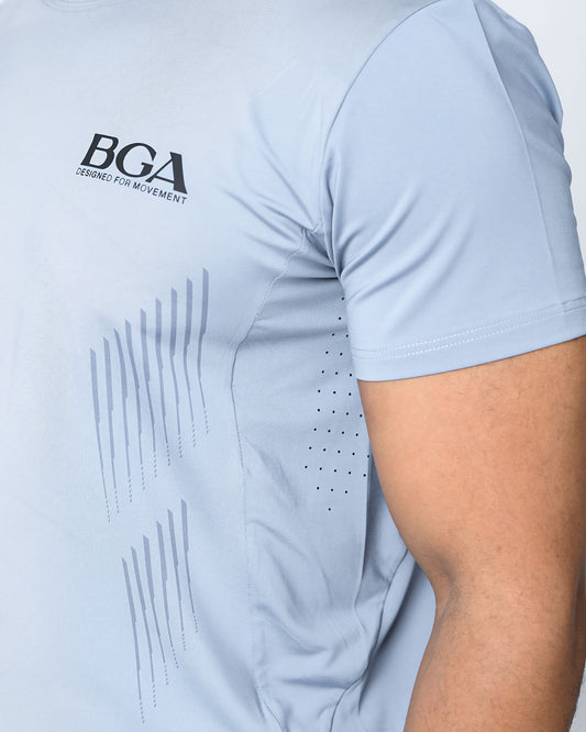 Men's Light Blue Active Tee - Breathable Performance Gym Shirt | BARBU G