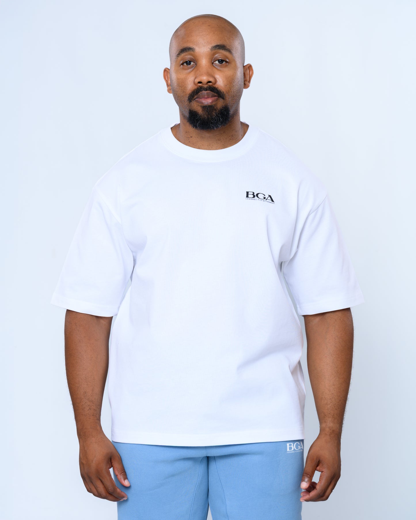 Men's Oversized White Active Tee - 100% Heavy Cotton Gym T-Shirt | BARBU G