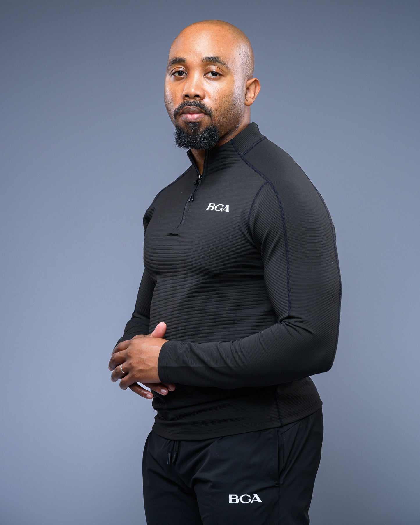 Men’s Pattern Black Active Long Sleeve Top - Performance Gym Outerwear