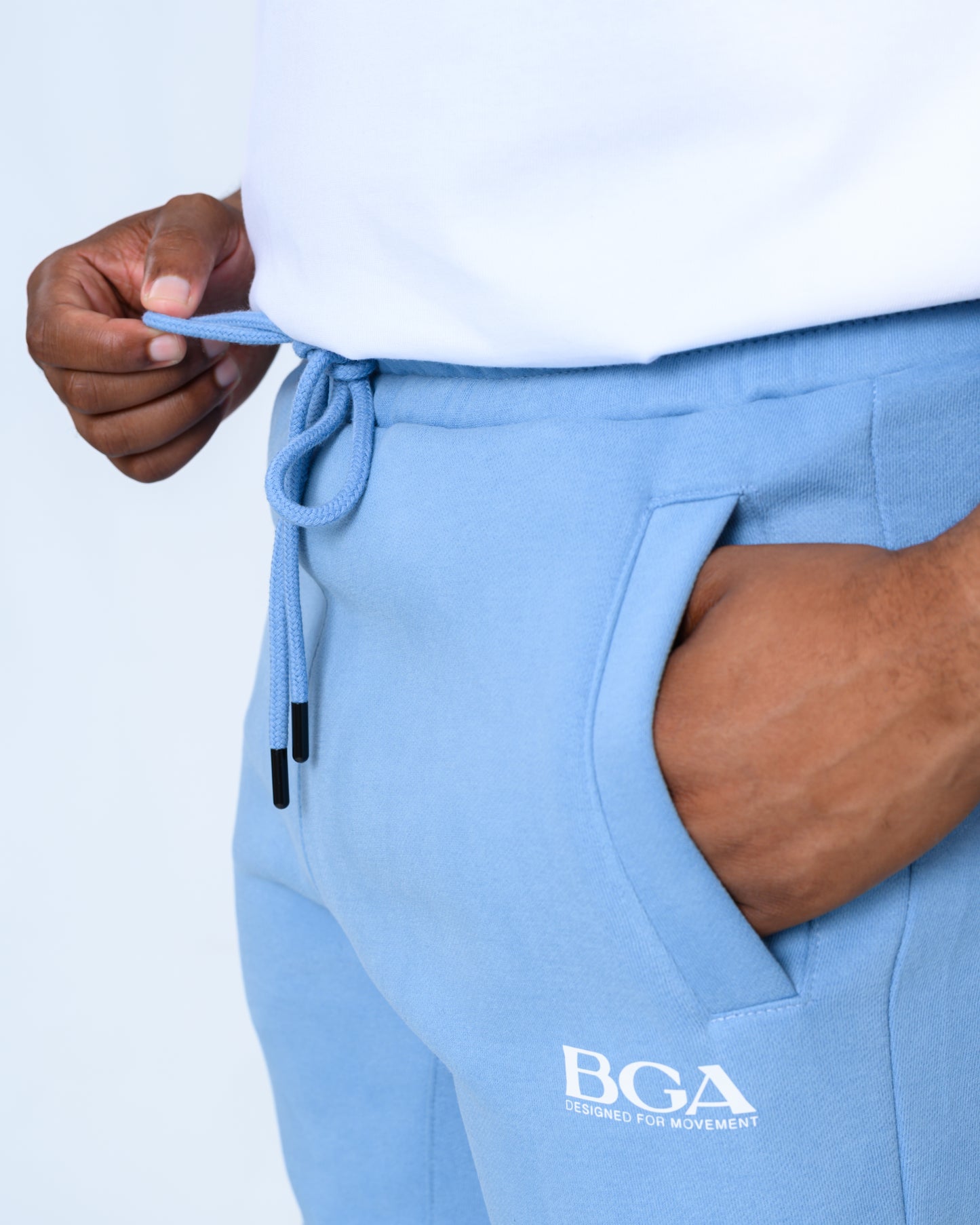 Men's Baby Blue Active Pants - 100% Cotton Slim Fit Joggers | BARBU G