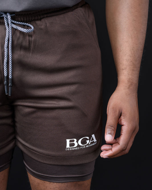 Men's Burgundy 2-in-1 Active Shorts - Compression Gym Shorts | BARBU G