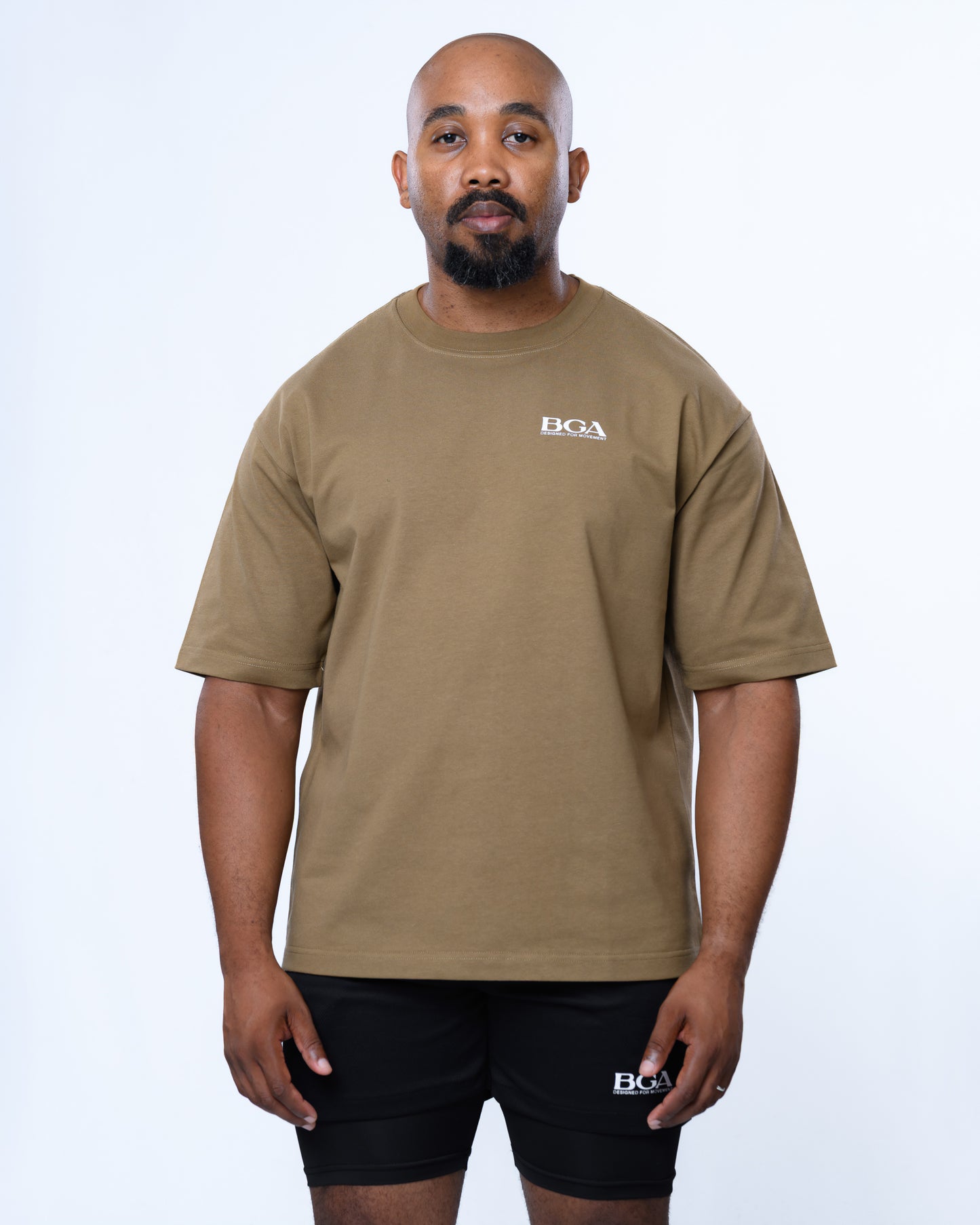 Men's Oversized Military Green Active Tee - 100% Heavy Cotton Gym T-Shirt | BARBU G