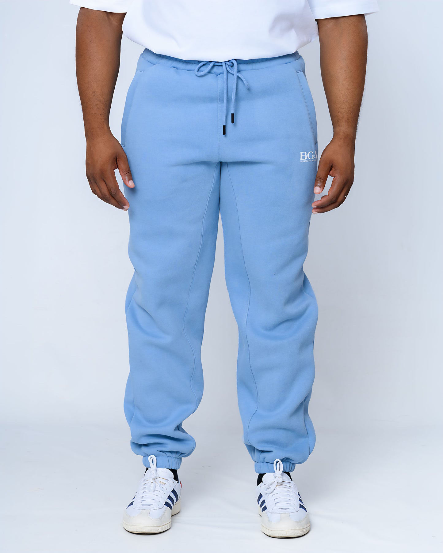 Men's Baby Blue Active Pants - 100% Cotton Slim Fit Joggers | BARBU G