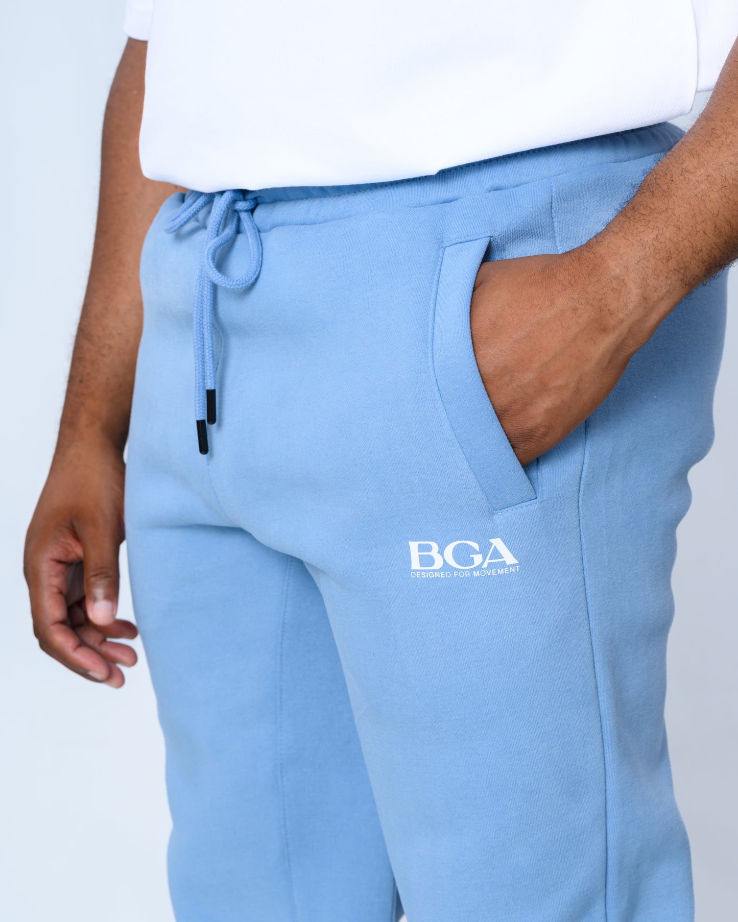 Men's Baby Blue Active Pants - 100% Cotton Slim Fit Joggers | BARBU G