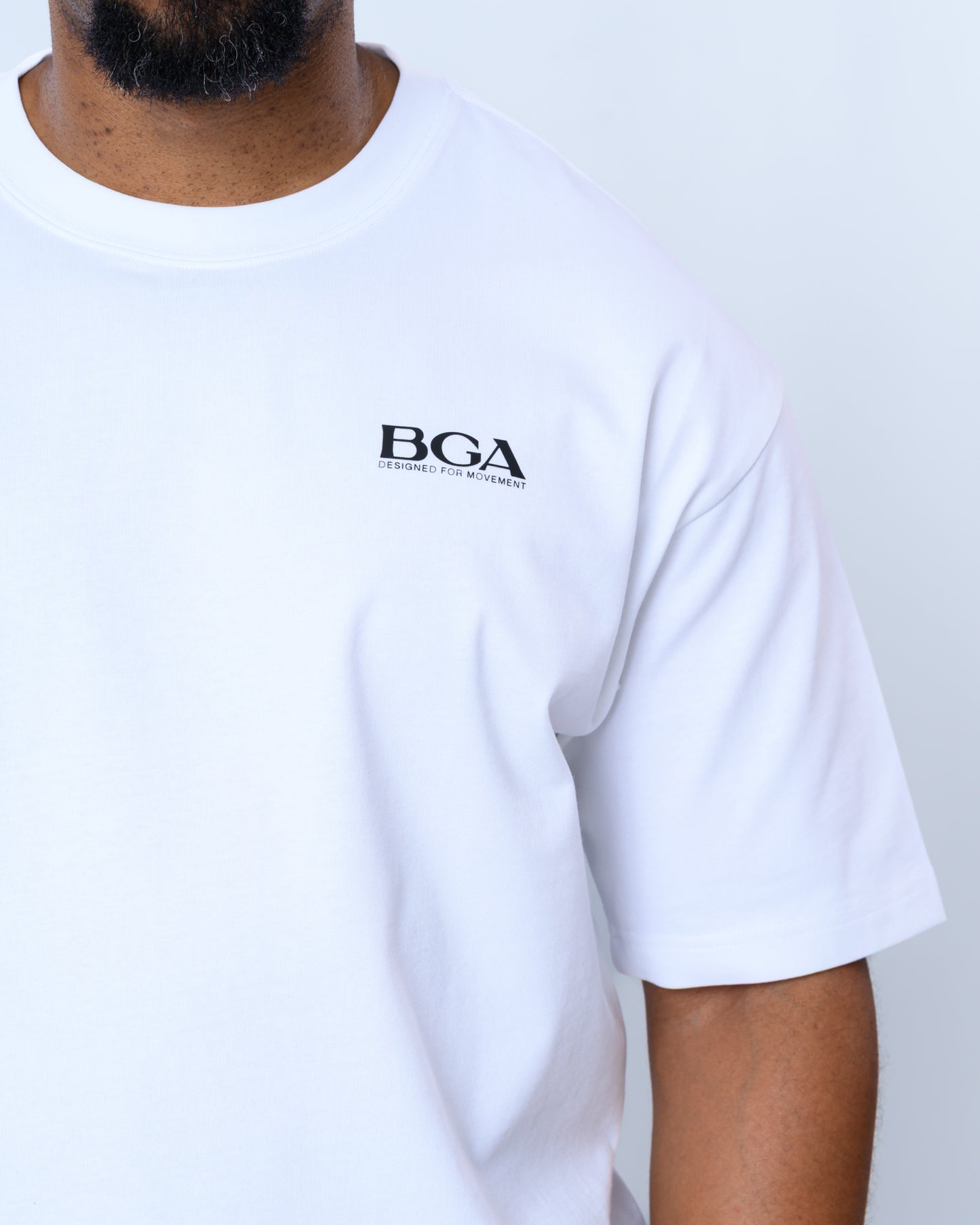 Men's Oversized White Active Tee - 100% Heavy Cotton Gym T-Shirt | BARBU G