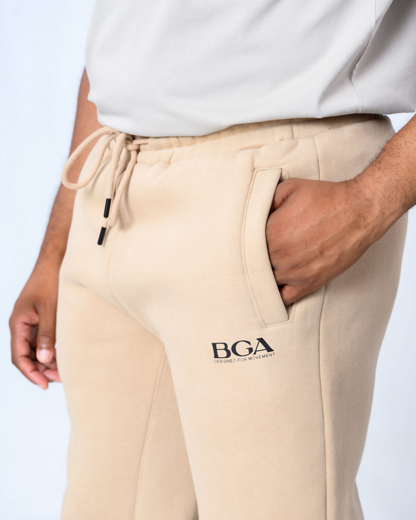 Men's Cream Active Pants - 100% Cotton Slim Fit Joggers | BARBU G