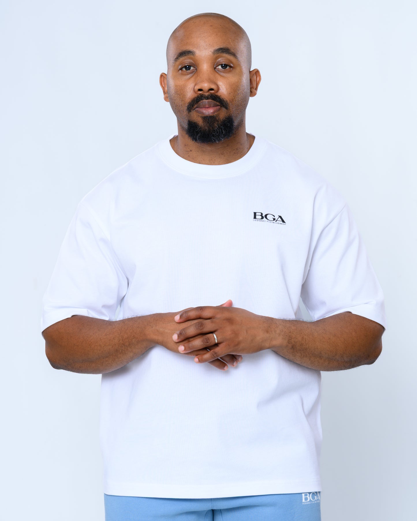 Men's Oversized White Active Tee - 100% Heavy Cotton Gym T-Shirt | BARBU G