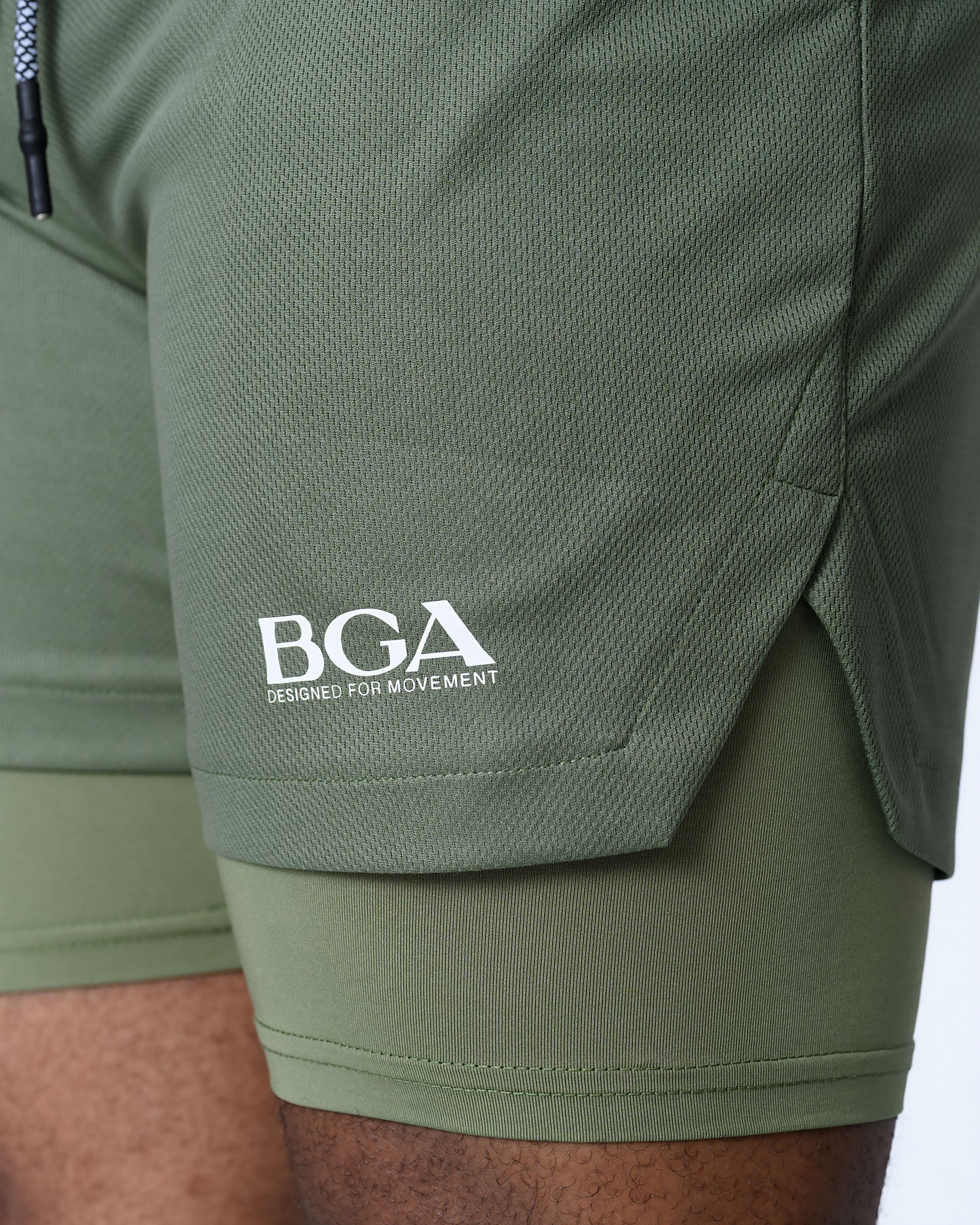 Men's Green 2-in-1 Active Shorts - Compression Gym Shorts | BARBU G