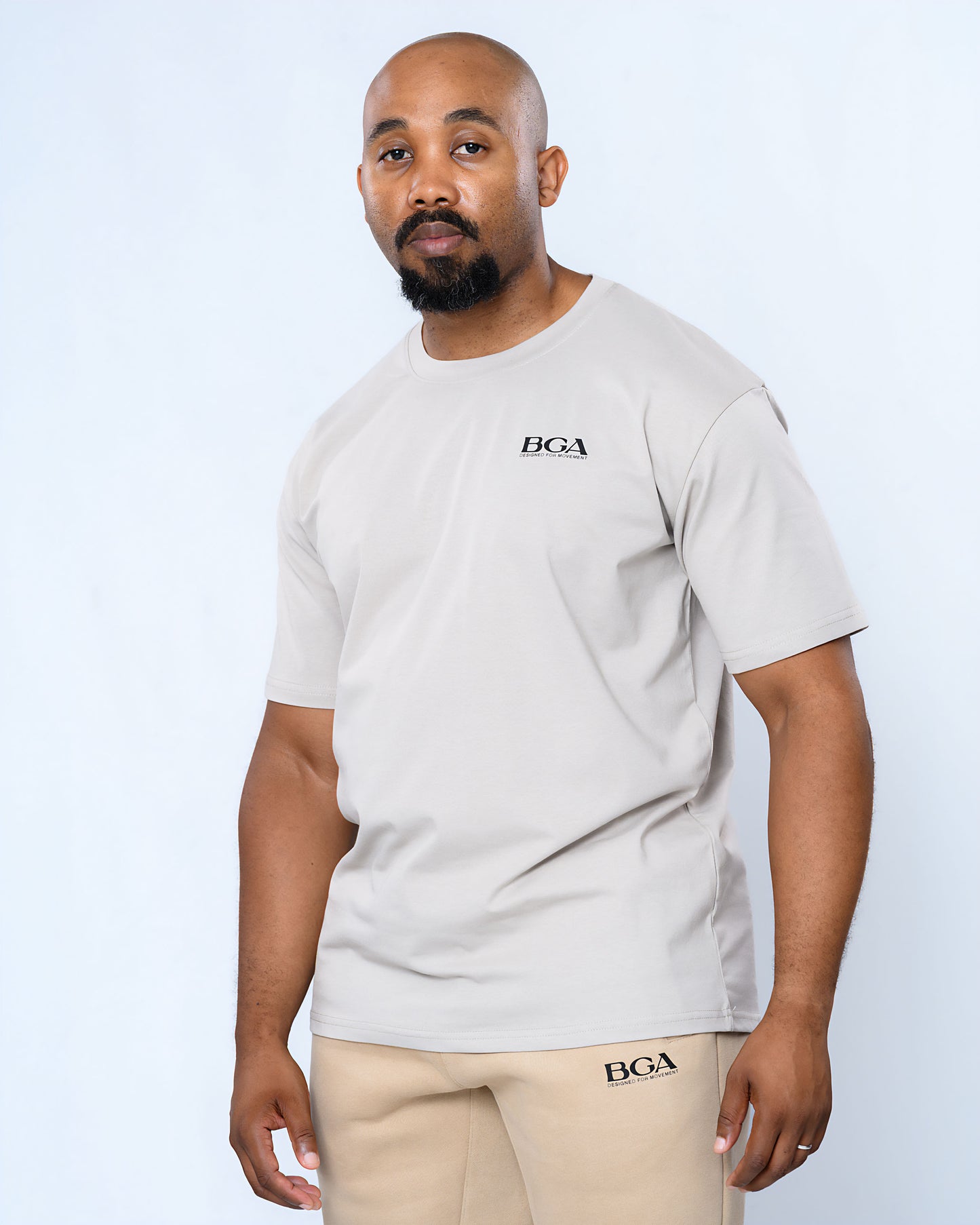 Men's Earthy Grey Active Tee - 100% Cotton Lightweight T-Shirt | BARBU G