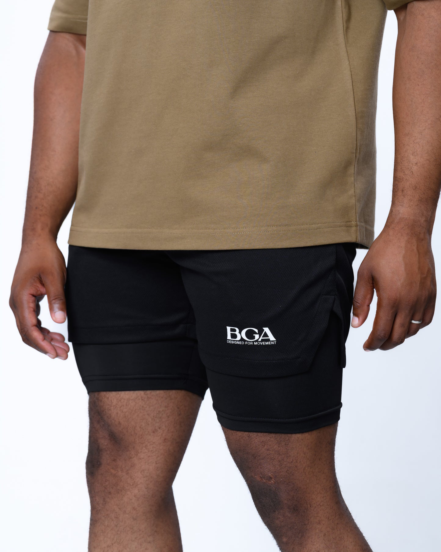 Men's Jet Black 2-in-1 Active Shorts - Compression Gym Shorts | BARBU G