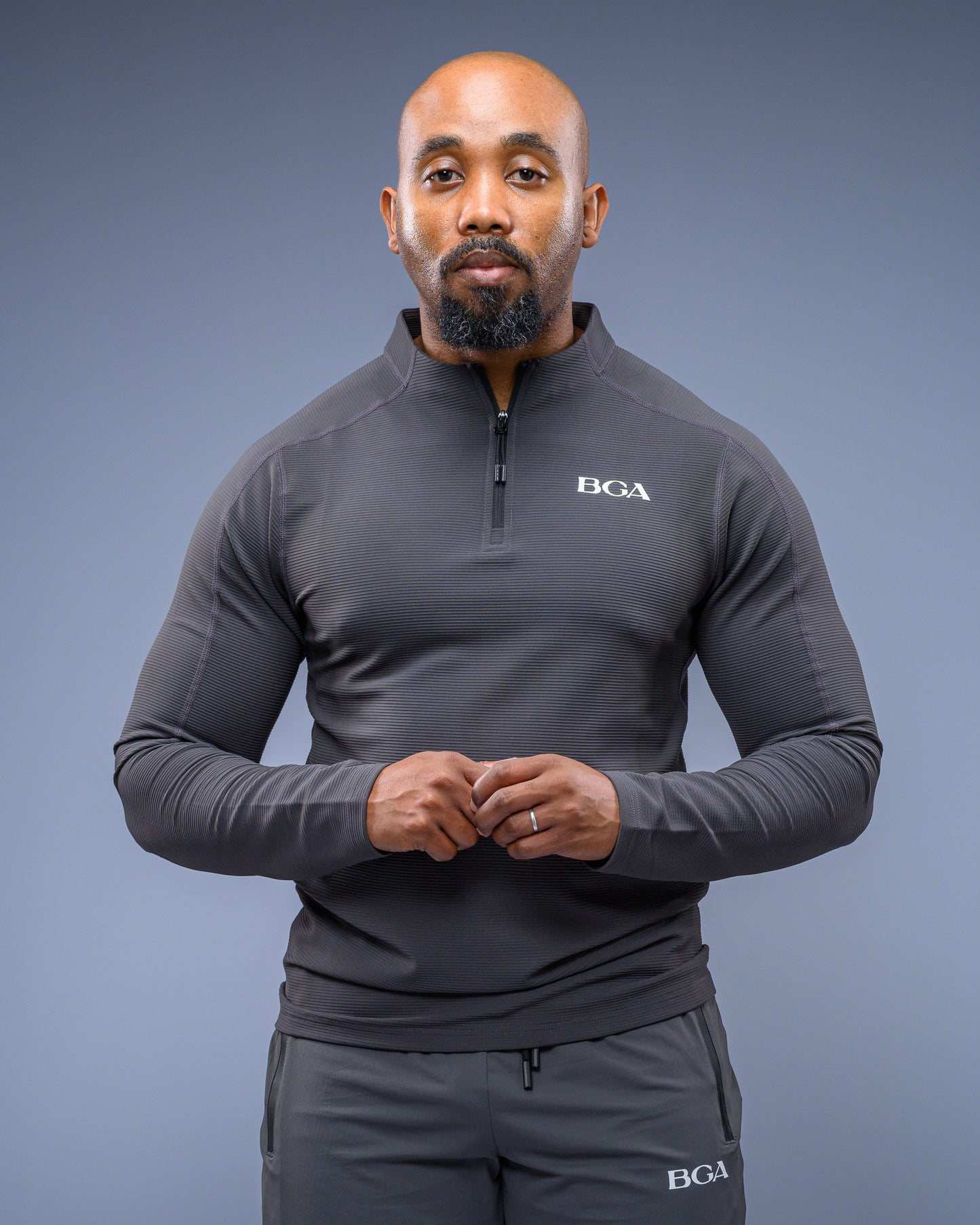 Men’s Pattern Charcoal Active Long Sleeve Top - Performance Gym Outerwear