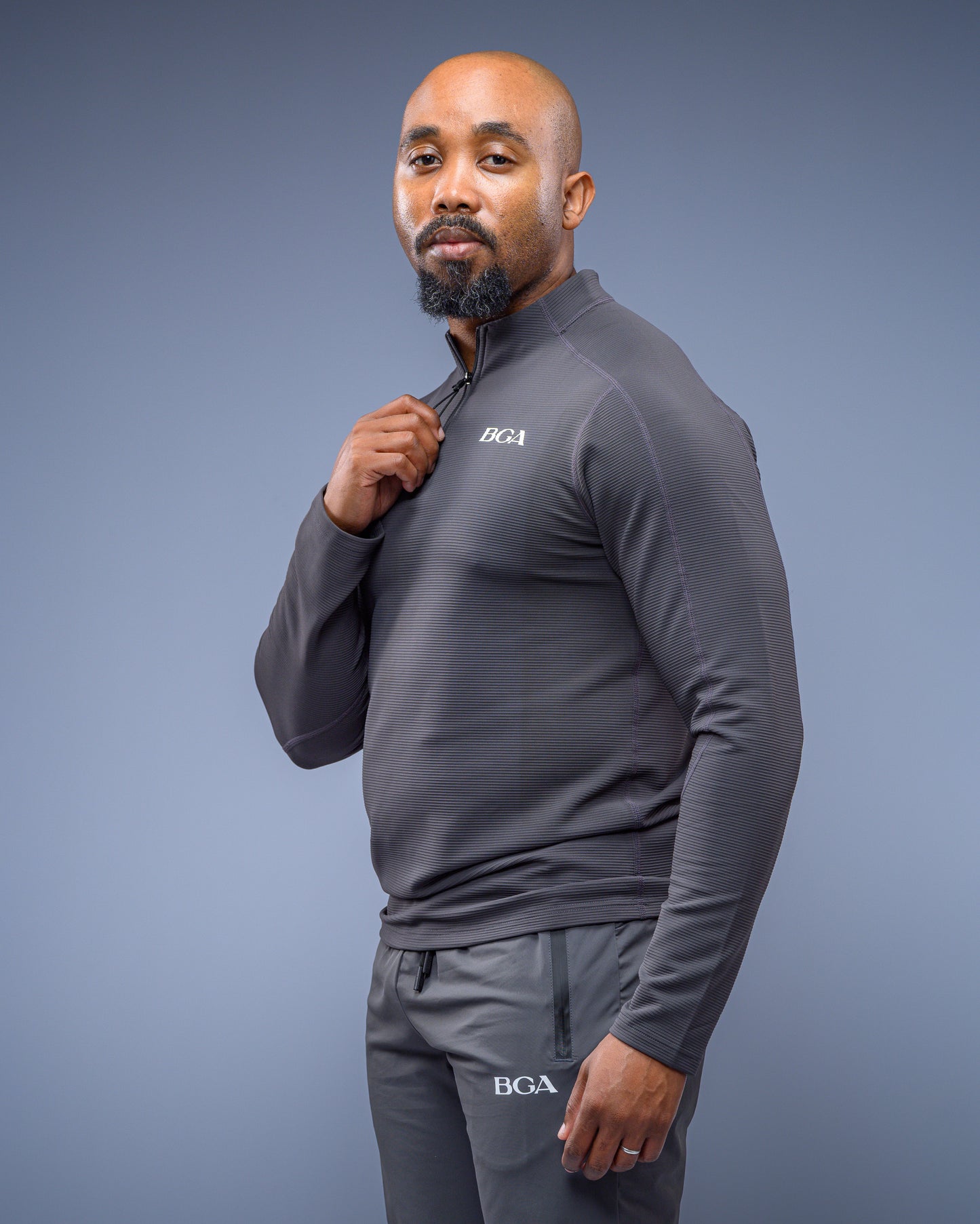 Men’s Pattern Charcoal Active Long Sleeve Top - Performance Gym Outerwear
