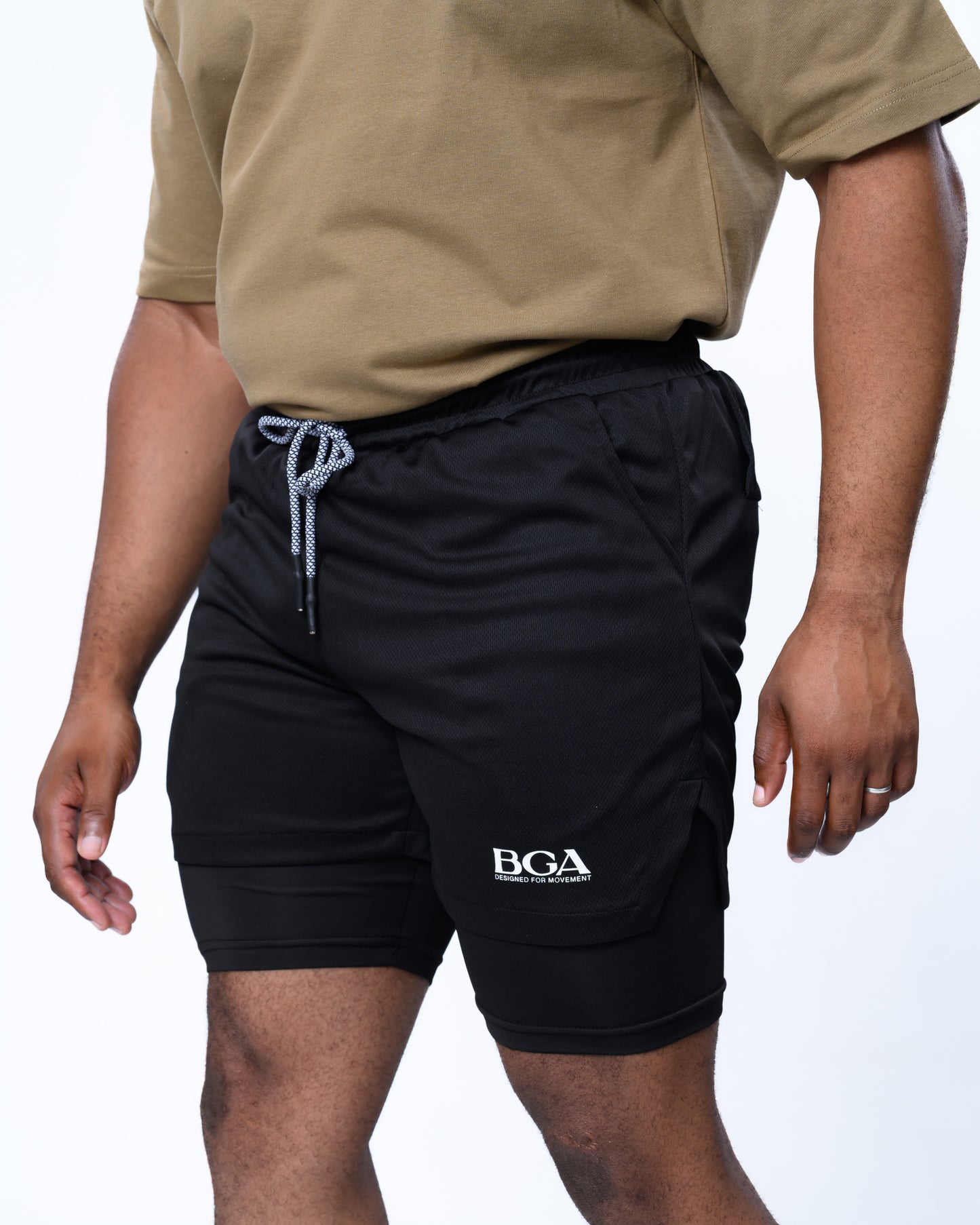 Men's Jet Black 2-in-1 Active Shorts - Compression Gym Shorts | BARBU G