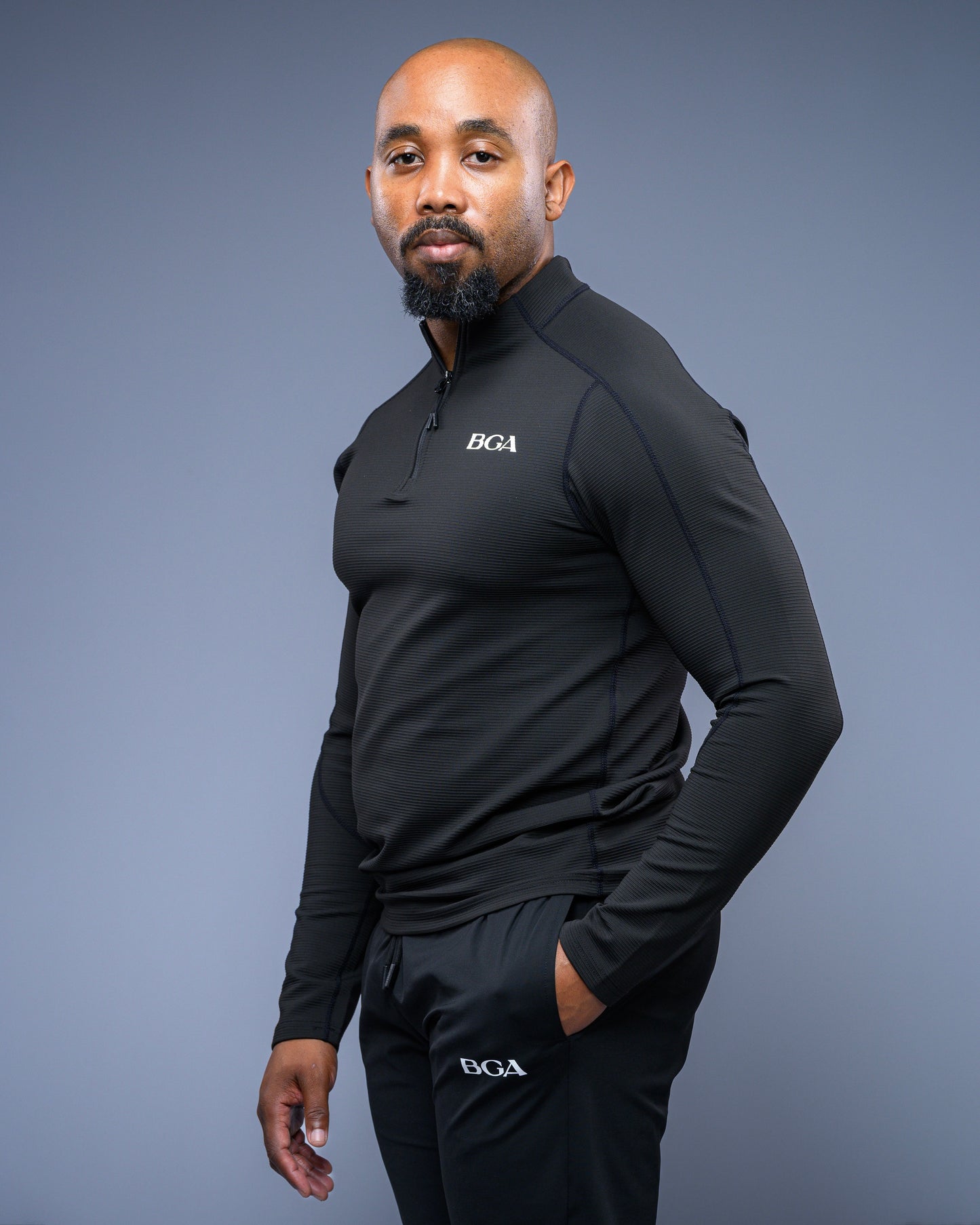 Men’s Pattern Black Active Long Sleeve Top - Performance Gym Outerwear