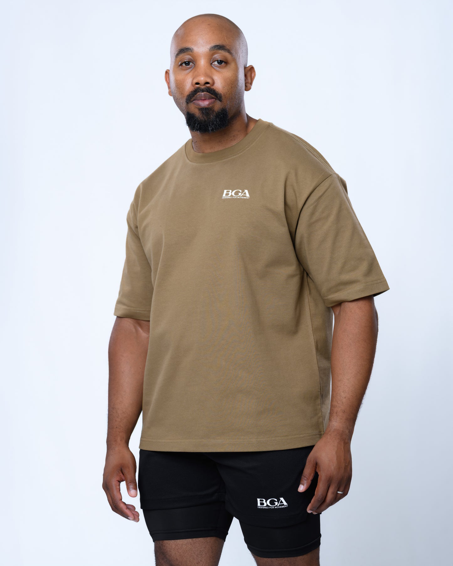 Men's Oversized Military Green Active Tee - 100% Heavy Cotton Gym T-Shirt | BARBU G