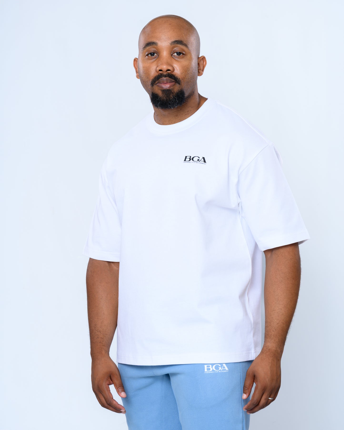 Men's Oversized White Active Tee - 100% Heavy Cotton Gym T-Shirt | BARBU G
