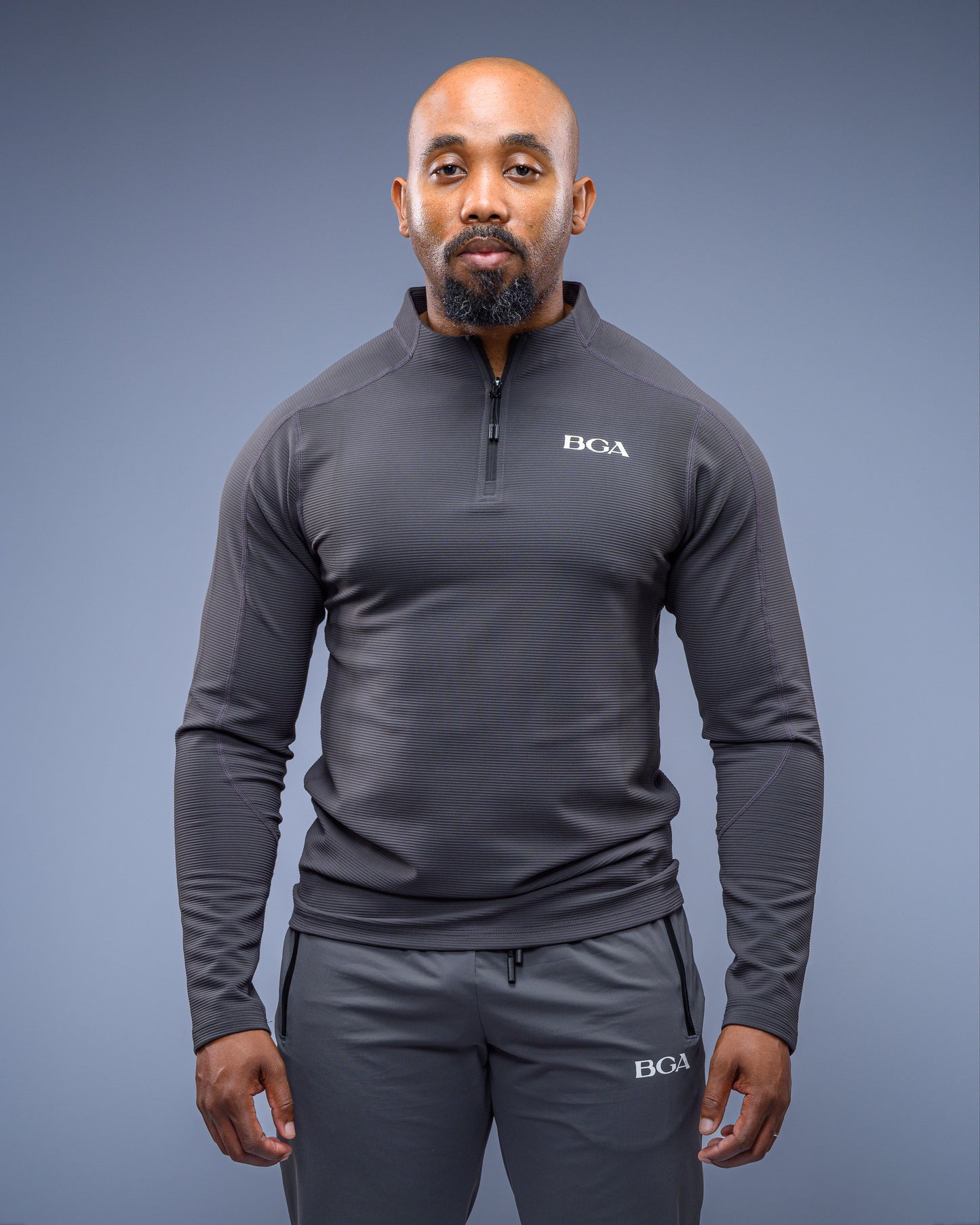 Men’s Pattern Charcoal Active Long Sleeve Top - Performance Gym Outerwear