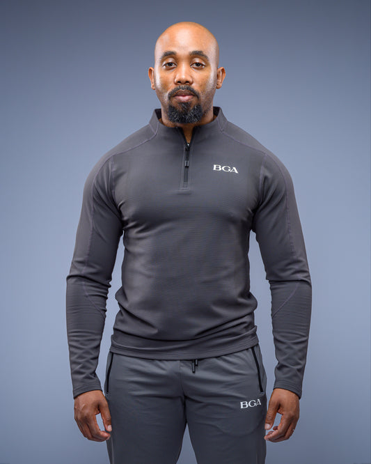 Men’s Pattern Charcoal Active Long Sleeve Top - Performance Gym Outerwear