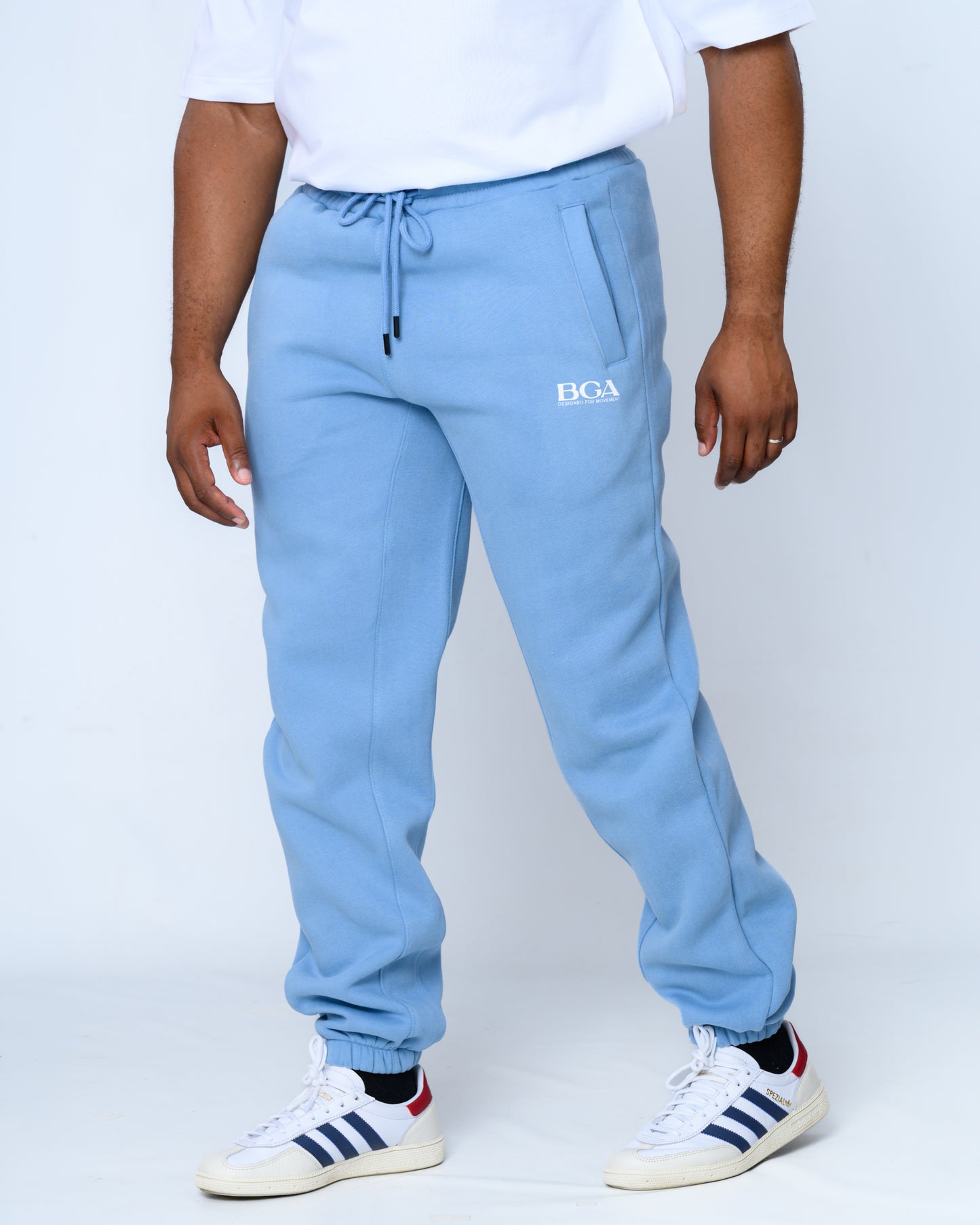 Men's Baby Blue Active Pants - 100% Cotton Slim Fit Joggers | BARBU G